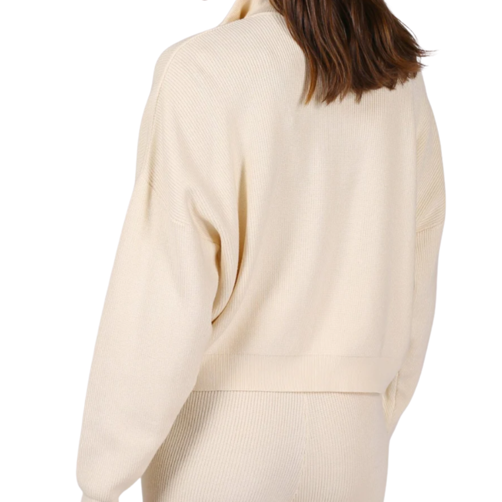 Brunette Half-Zip Ribbed Knit Popover