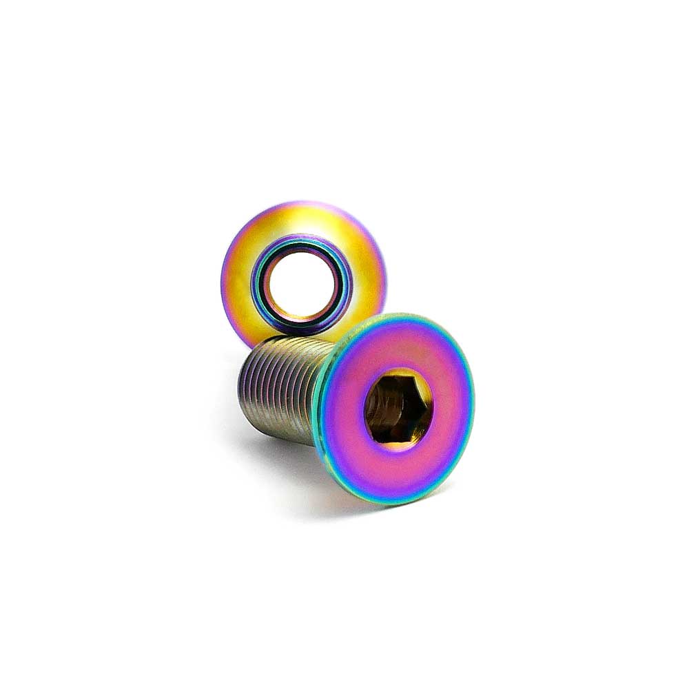 TLC Hollow titanium crank spindle bolts - Rainbow