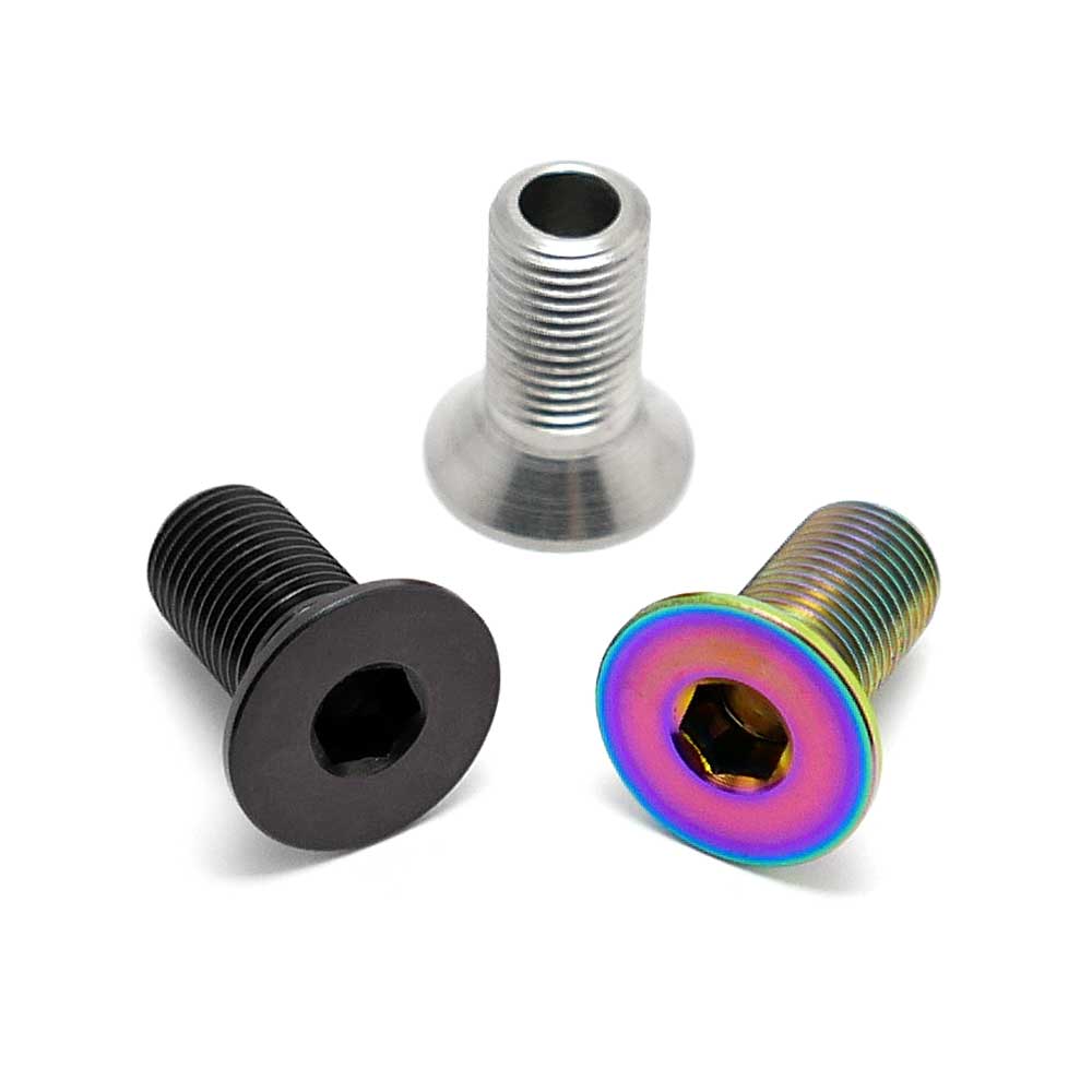 TLC Hollow titanium crank spindle bolts - Black - Rainbow - Natural