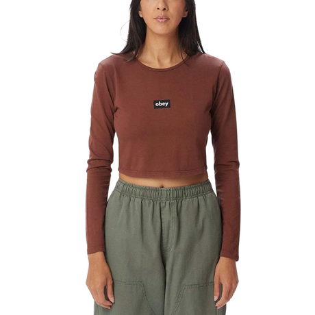 Obey Women's Tag Cropped Mia Long Sleeve Tee