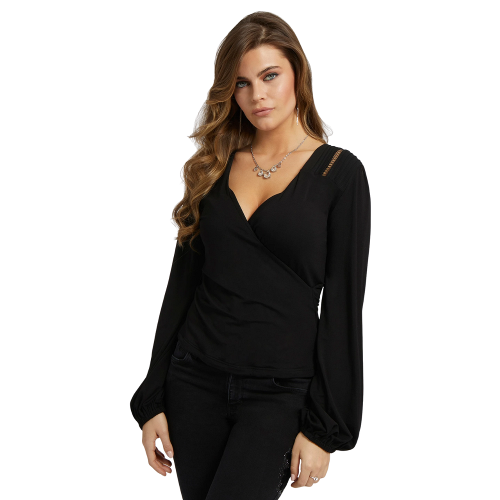 GUESS Women's Long Sleeve Brianne Bodysuit, Jet Black at  Women's  Clothing store