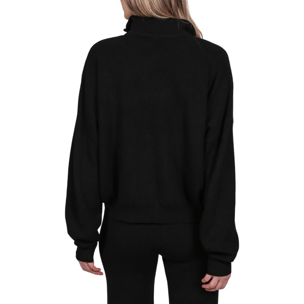 Brunette Half-Zip Ribbed Knit Popover