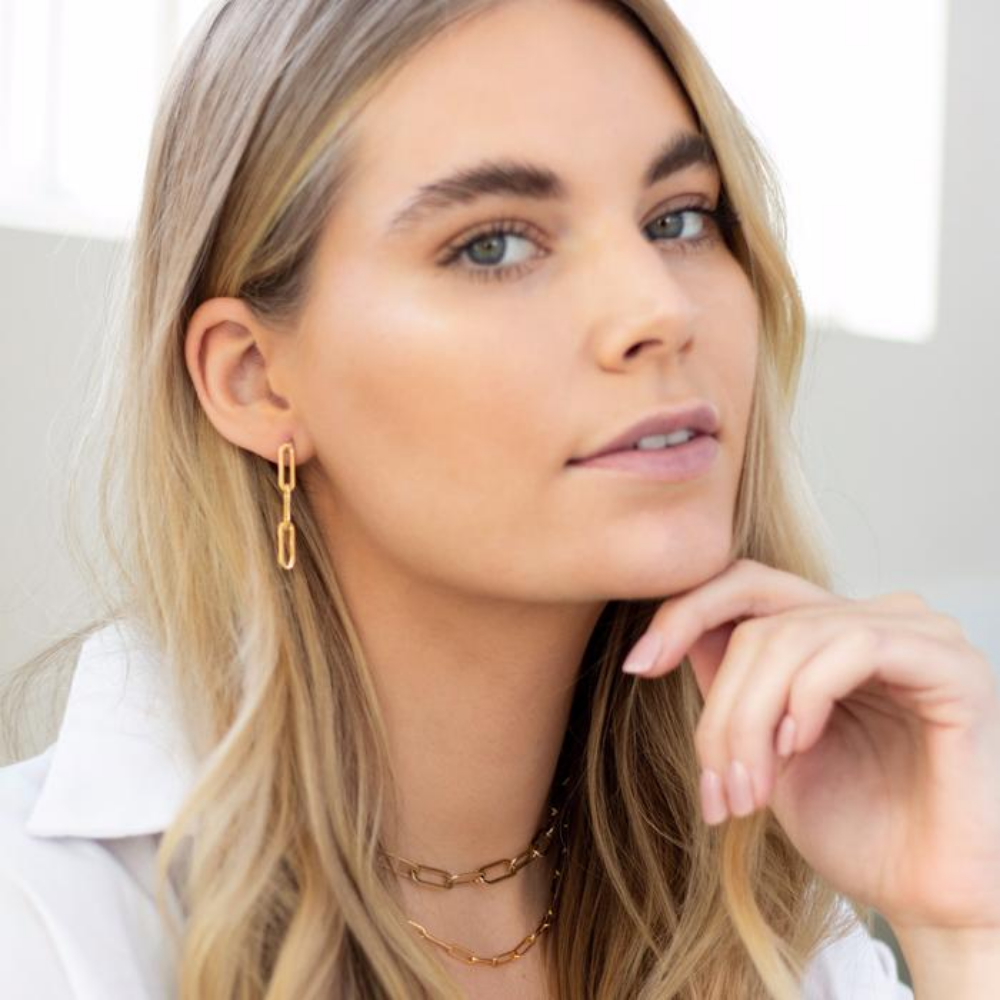 Carden Avenue - Boucle d'oreille à trois maillons Stacia