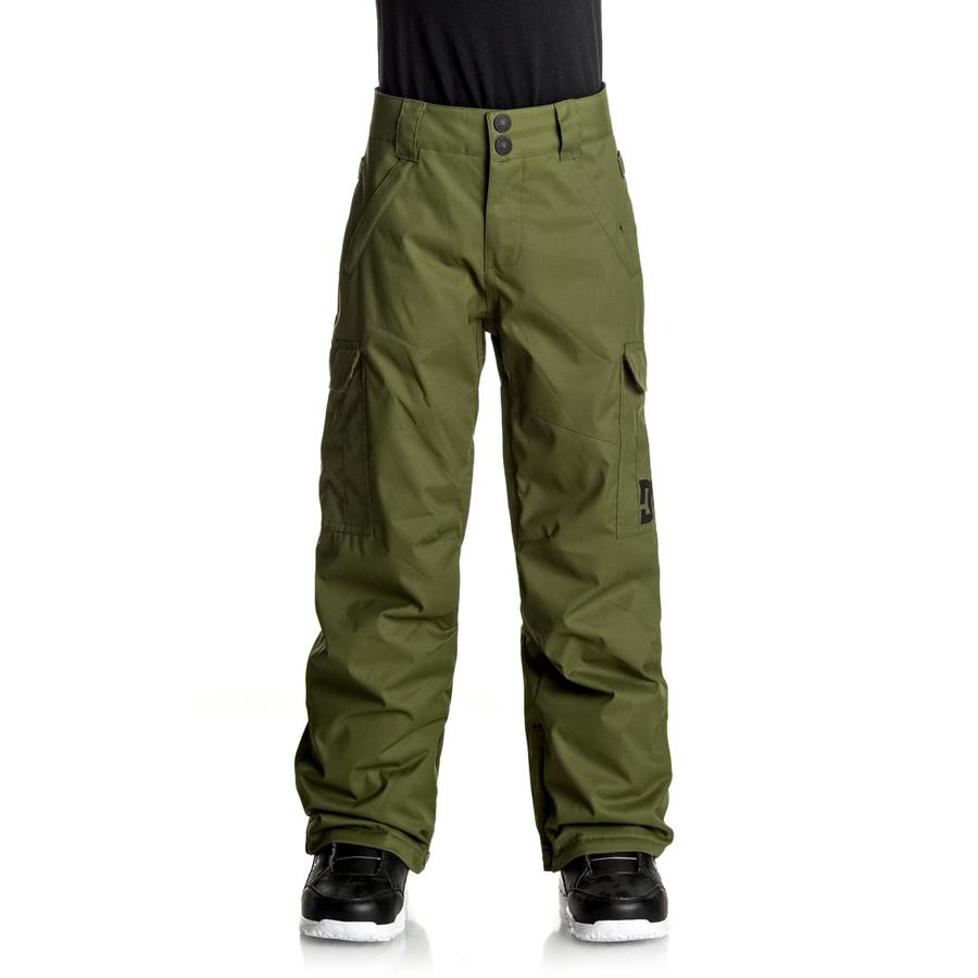 dc Banshee Snow Pants boys 8-1 front view youth snowboard pants military green edbtp03006-gry0