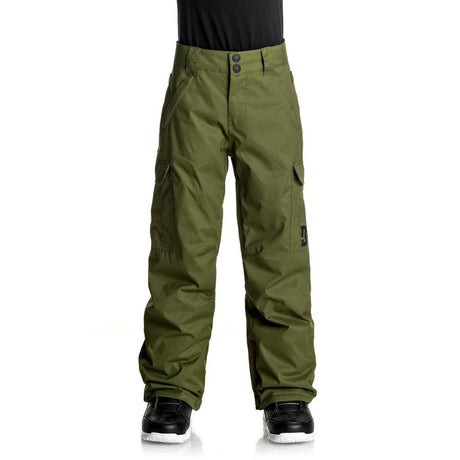 dc Banshee Snow Pants boys 8-1 front view youth snowboard pants military green edbtp03006-gry0