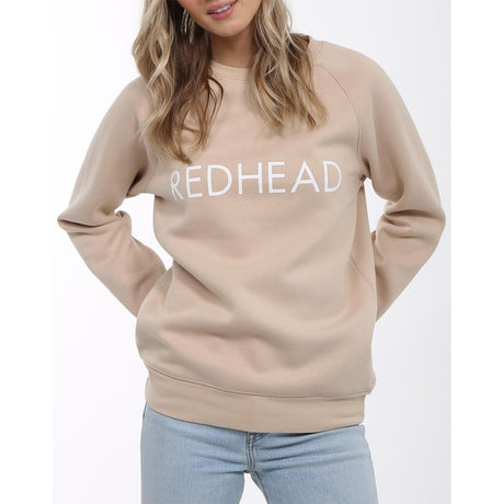 Brunette the Label, Redhead Crew Sweatshirt, Womens Sweatshirts, Toasted Almond, BTLF022