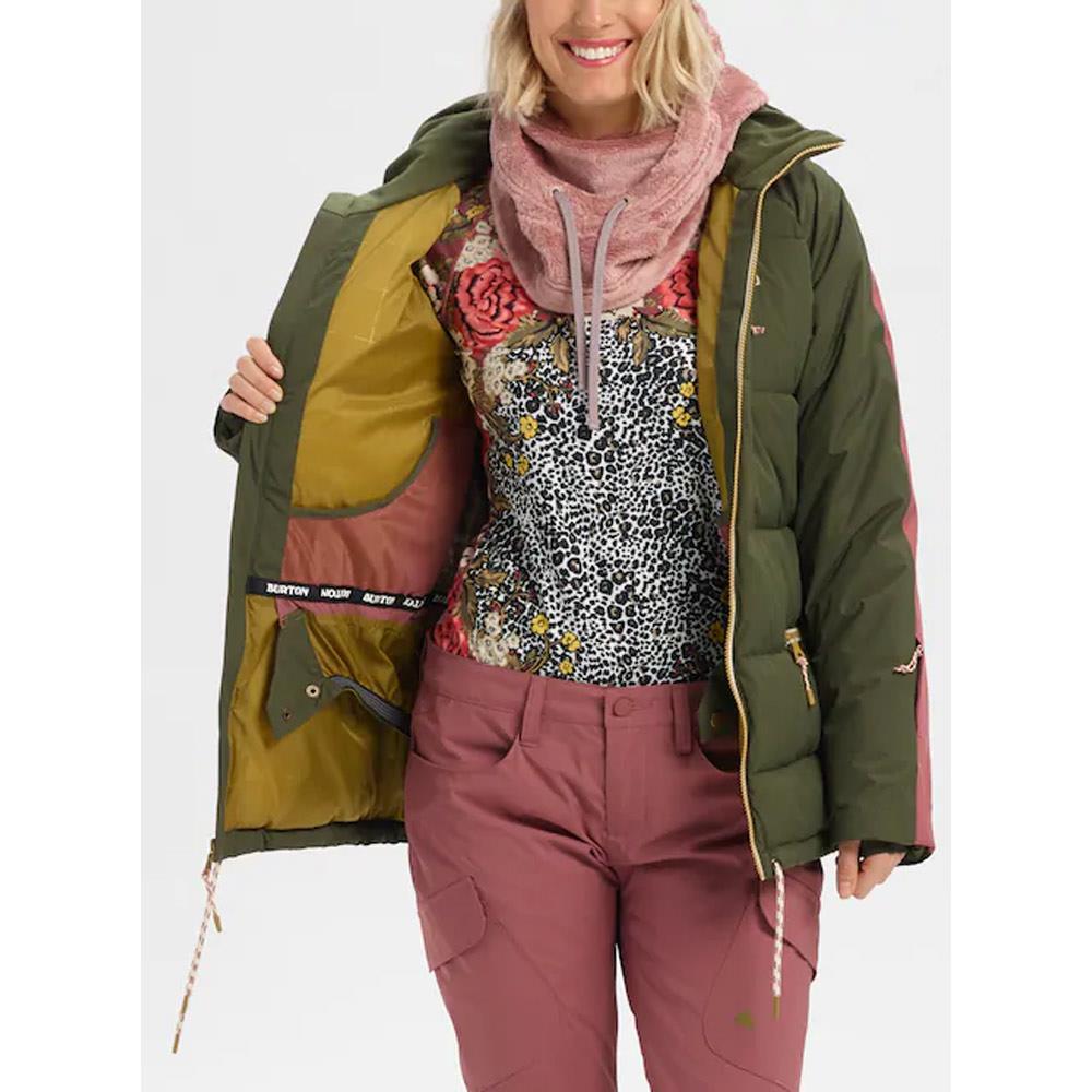 21435100300, WOMENS KEELAN JACKET, BURTON, WOMENS JACKETS, GREEN, ROSE, FOREST NIGHT / ROSE BROWN, WINTER 2020, OPEN VIEW