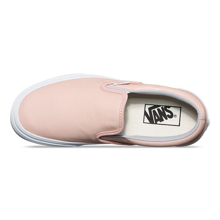 van classic slip on leather shoes top view womens slip on shoes peach vn0a38g1q6l