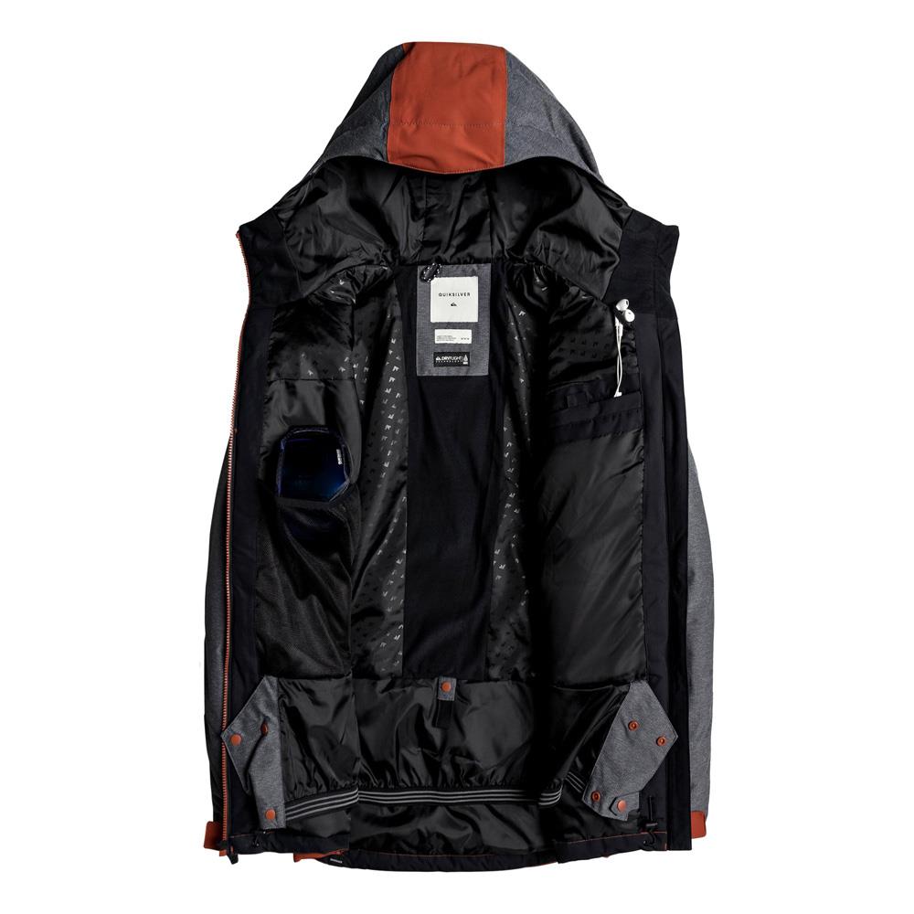 quicksilver Sierra Jacket inside view Mens Insulated Snowboard Jacket red/grey eqytj03124-kqp0