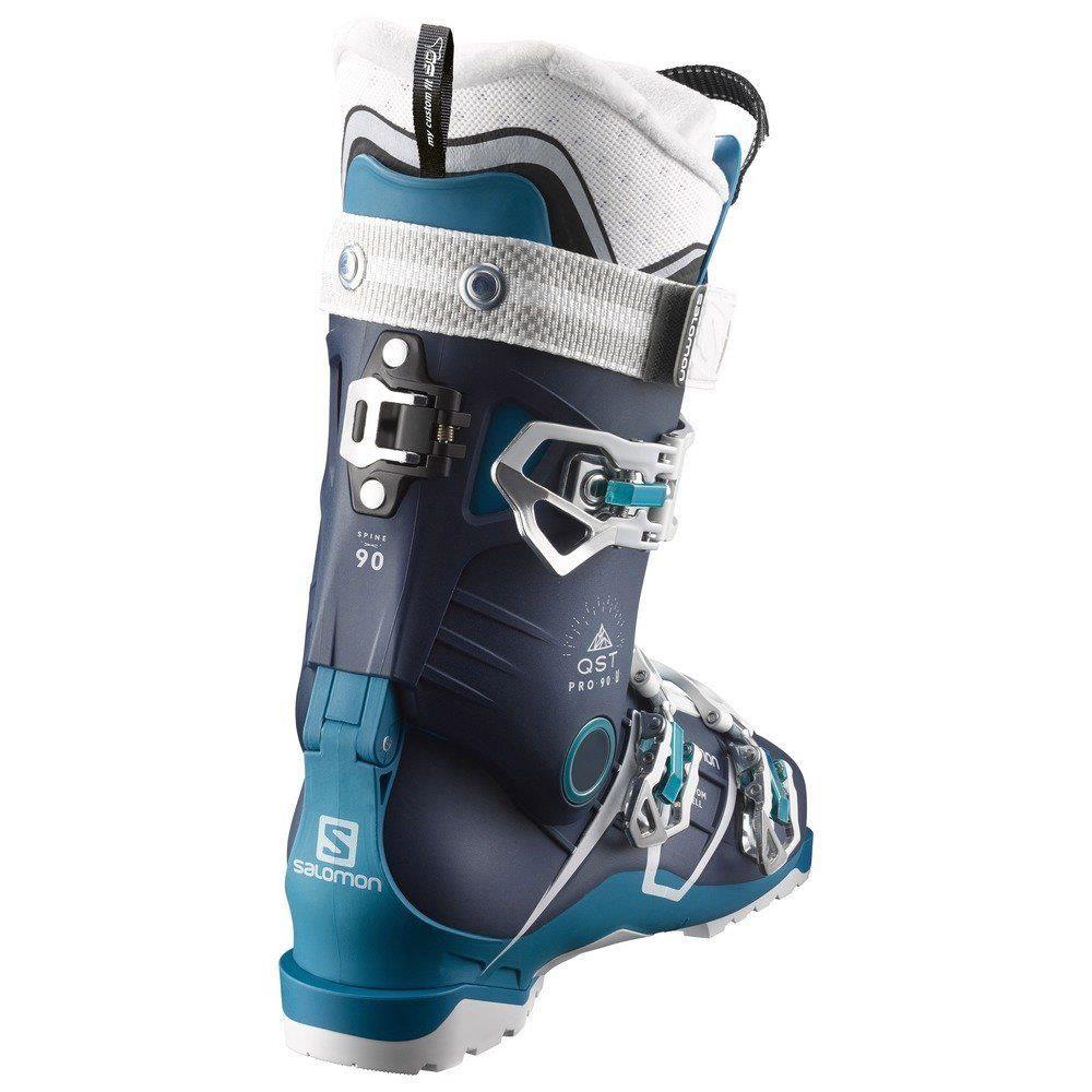 39153700 salmon alp qst pro 90 w back view womens boots black/blue