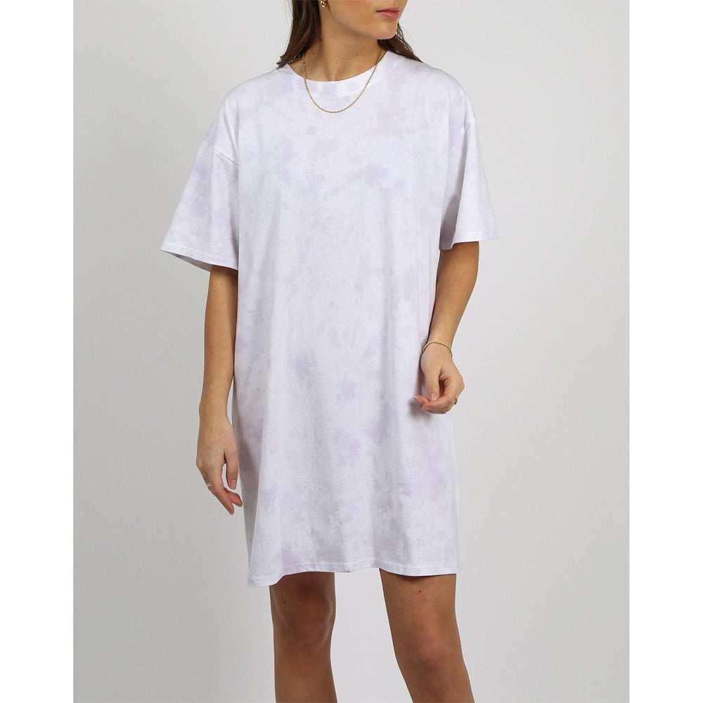 Robe t-shirt carrée teinte nuage brune