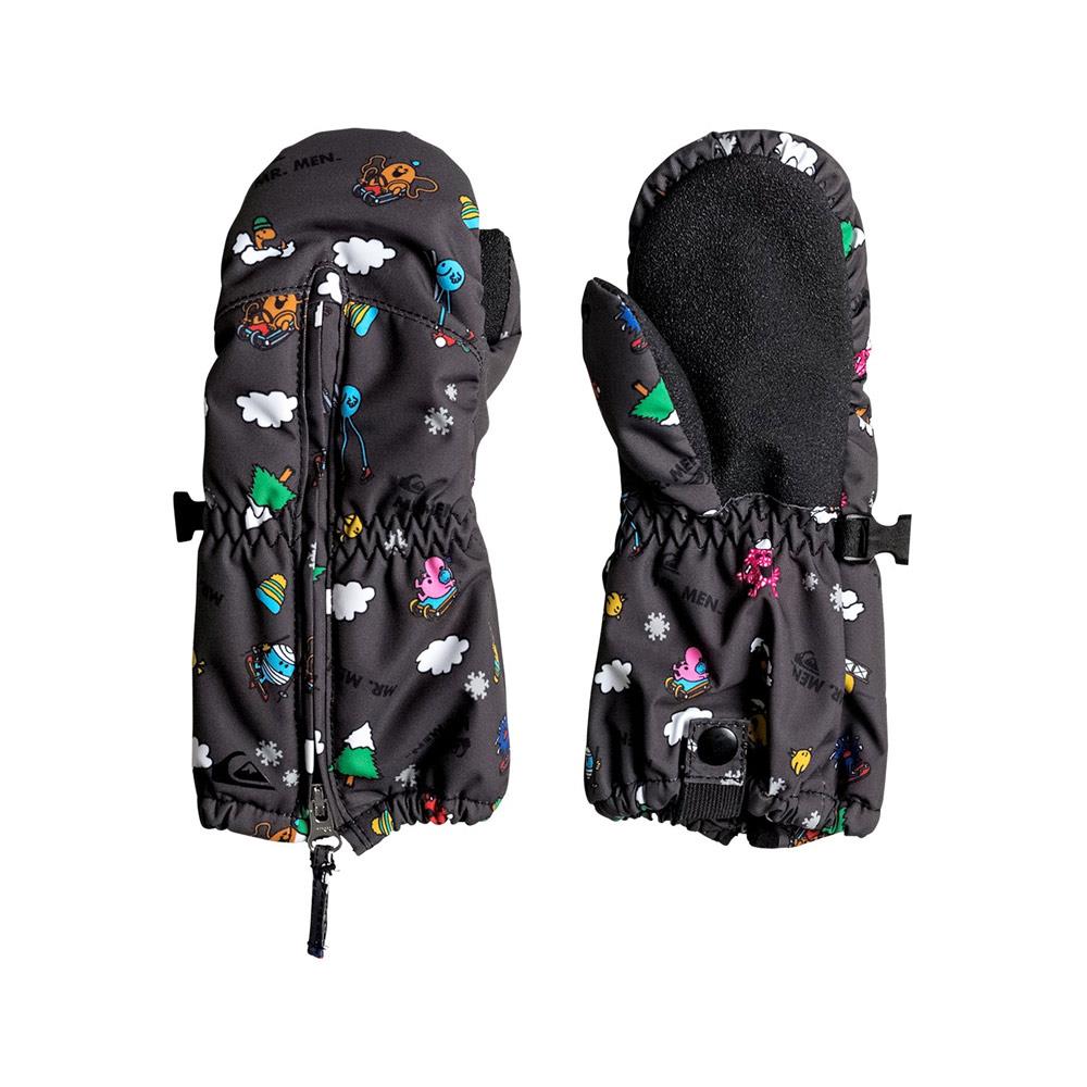 quicksilver Mr Men Kids Mitts back and front view Youth Mitts black eqkhn03003-kvj0