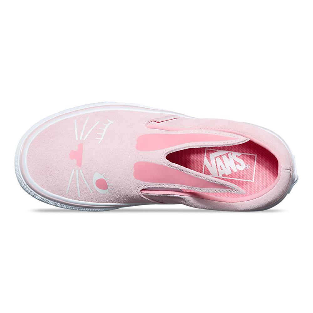 vans Slip On Bunny top view  Kids Slip On Shoes pink vn0a3mtz-q1c