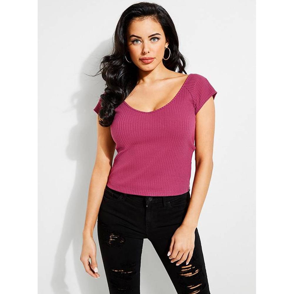 Camisas de manga corta Guess Fox Rib para mujer