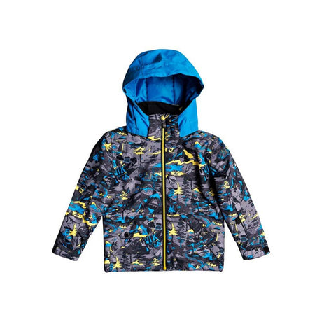 EQKTJ03010-GJC1, Sulpher Pop Yeti Forest, Little Mission Snow Jacket, Boys Outerwear, Blue, Yellow, Quiksilver, Front View