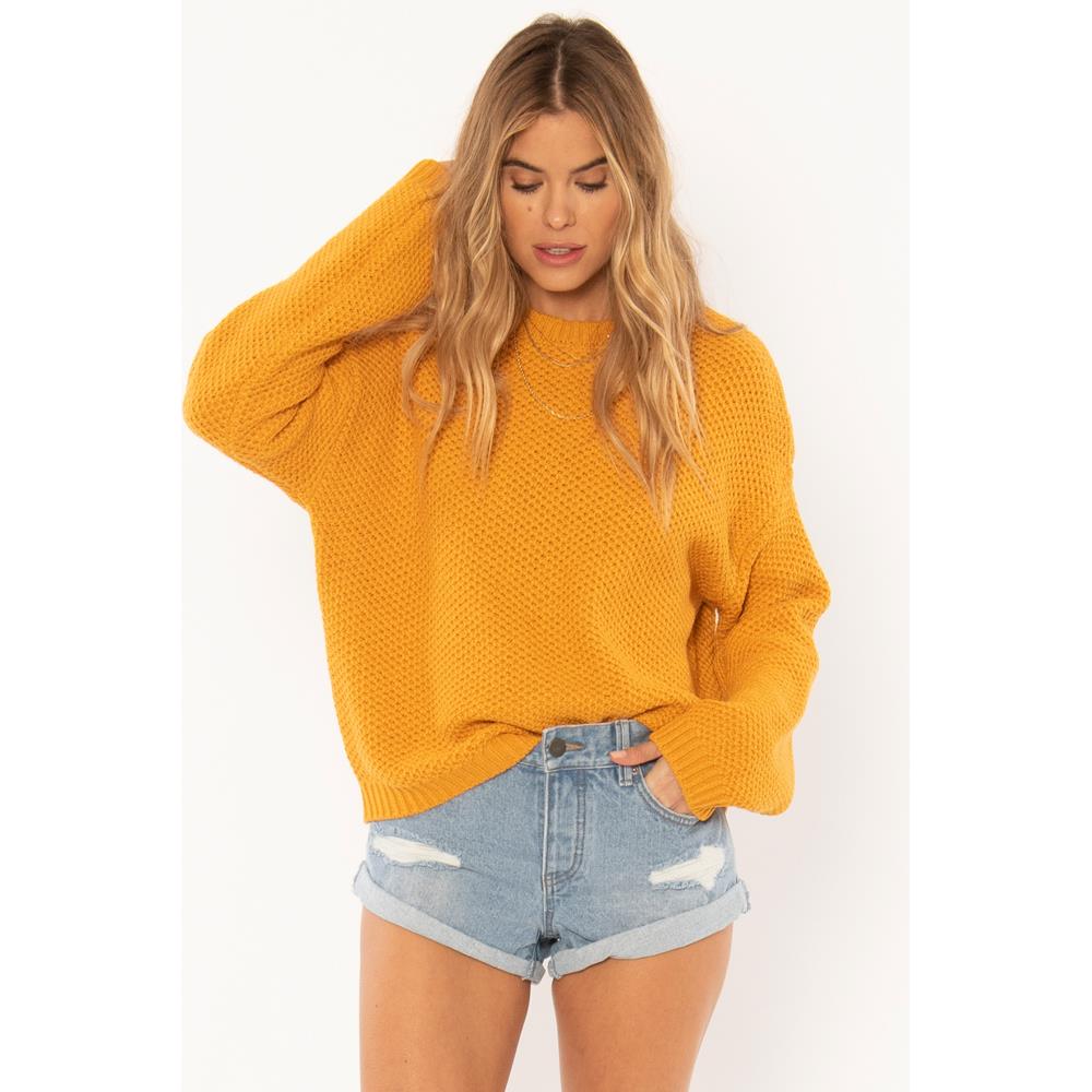 a808mama-gld Amuse Society Amalia Sweater gold front