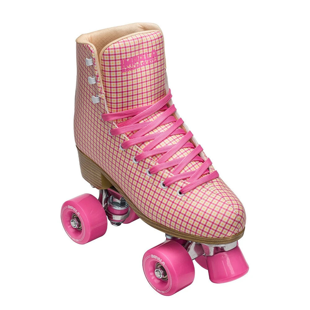 Patines de cuatro ruedas Impala con tartán rosa