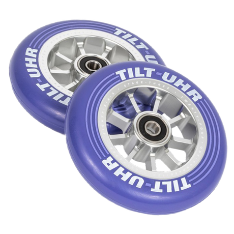 The UHR Wheels are part of Tilt’s Stage III collection which brings scooter wheel performance to the next level. The Ultra High Rebound formula is focused on rebound. Higher rebound gives you more speed and the smoothness while riding. The pregreased bearings and precisions spacers make assembly as easy as a feeble grind. Whether you're in the park or in the streets, the UHR wheels will maintain speed through whichever line you choose.  TILT - UHR WHEELS Colour: Violet pair  05-16-810