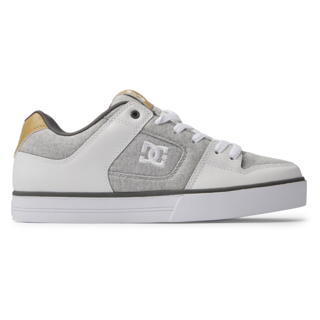 DC Men's Pure Skate Shoes - Grey/White/Grey