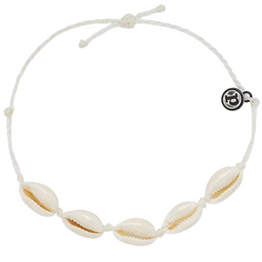 Pura Vida Pura Vida Knotted Cowries Anklet White OS Jewelry
