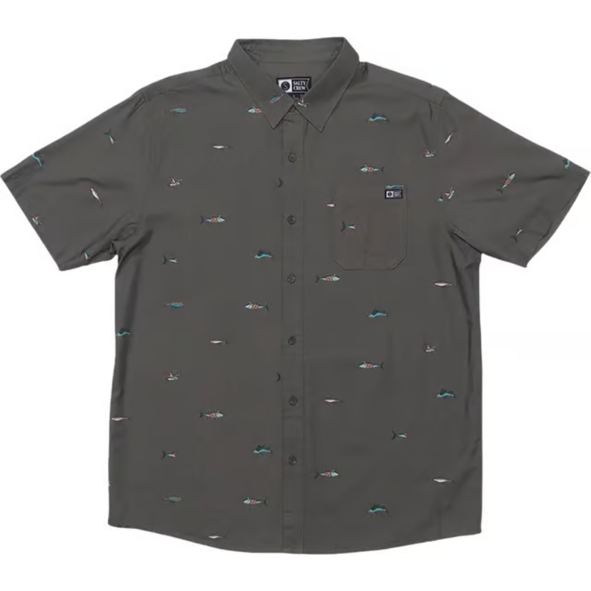 Salty Crew Salty Crew Men's Crew SS Button Up - Charcoal Charcoal S Mens Button Up Short Sleeve Shirts