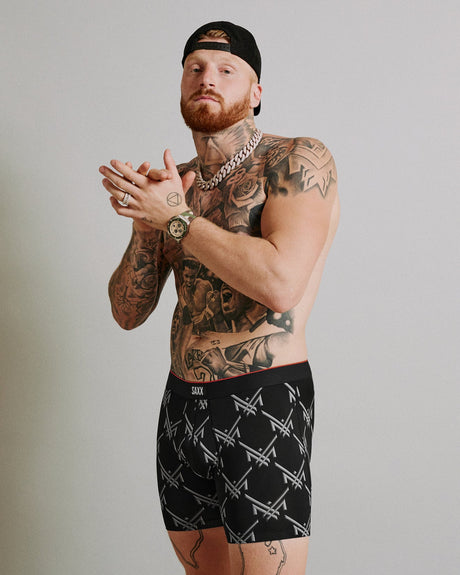 Saxx Saxx Men's Multi-Sport Mesh Boxer Brief Fly - MAXX LUXX LOGO-BLACK MAXX LUXX LOGO-BLACK S Mens Boxer Brief Underwear