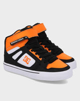 DC DC Youth Pure Hi Top Ev Skate Shoes - Orange/Black/White Orange/Black/White 12 Youth Boys Skate Shoes 5T to 13T and 1 to 7 US Size