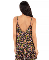 Hurley Hurley Women's Hibiscus Dream V Neck Mini Dress - Black Floral Black Floral S Womens Short Dresses