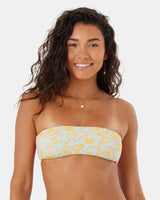 Roxy Roxy Women's Tapestry Patchwork Bandeau Lace Up Top Multi S Womens Bikini Tops