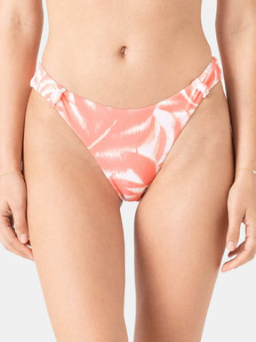 Roxy Roxy Women's  Palm Haze Knotted Scoop Cheeky - Coral mul Coralmul S Womens Bikini Bottoms