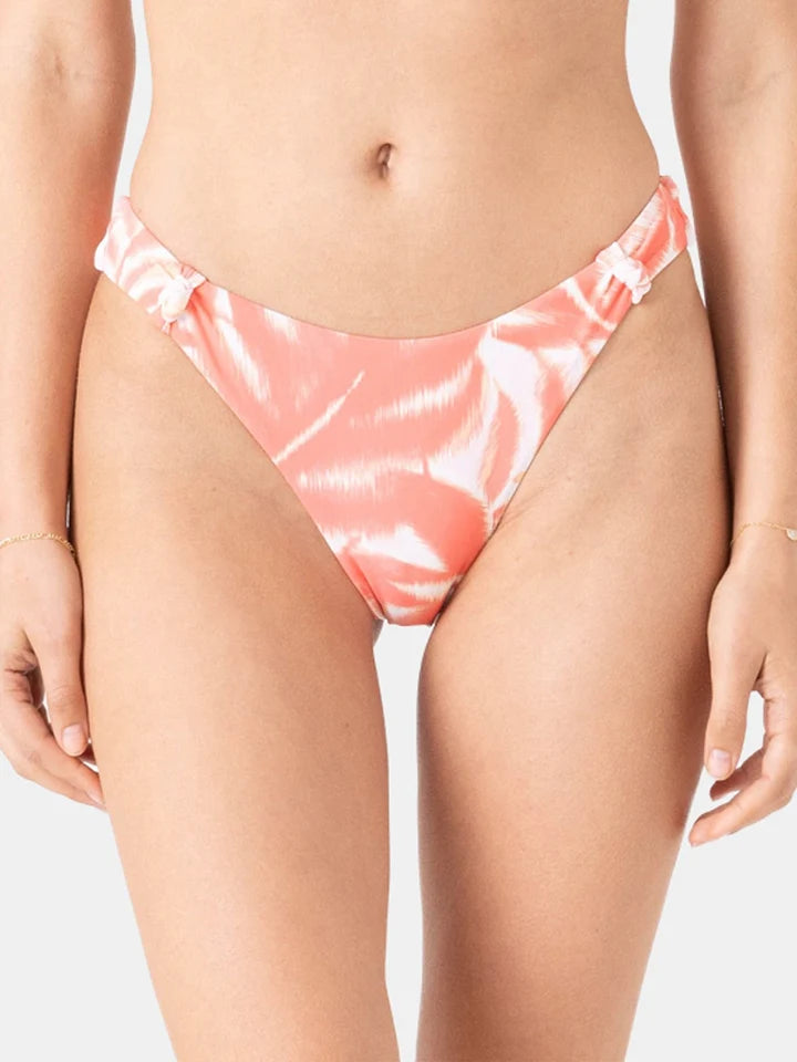 Roxy Roxy Women's  Palm Haze Knotted Scoop Cheeky - Coral mul Coralmul S Womens Bikini Bottoms
