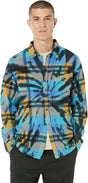 Hurley Hurley Men's Portland Tie Dye Flannel LS Deep Aqua S Mens Button Up Long Sleeve Shirts