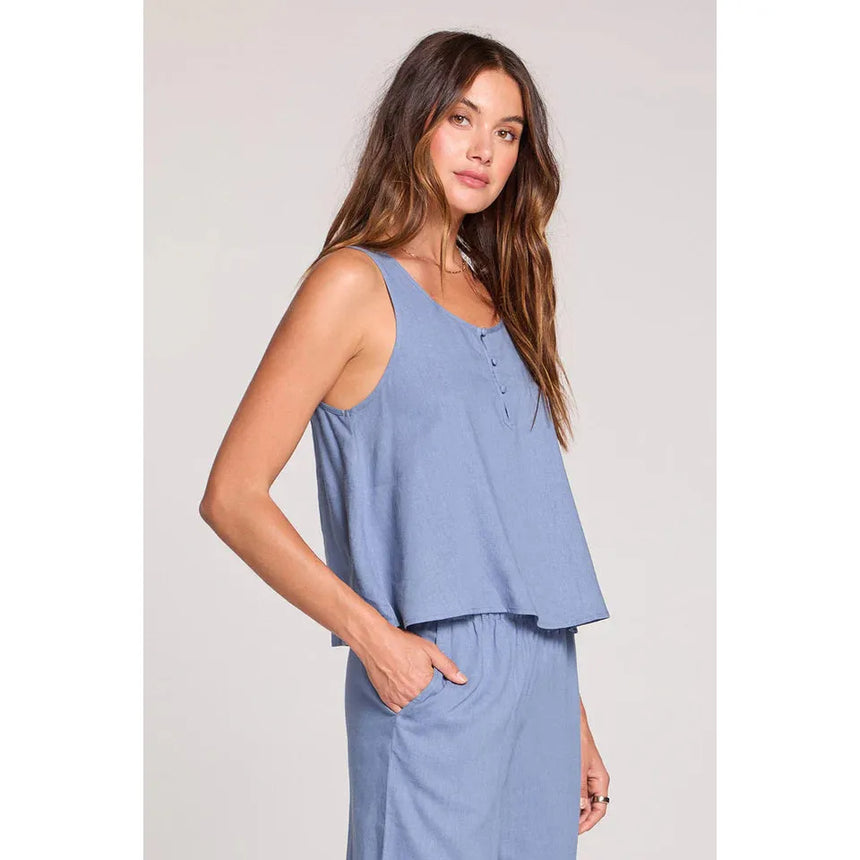 Saltwater Luxe Saltwater Luxe Women's Woven A-Line Tank - Worn Blue Worn Blue S Womens Tank Tops