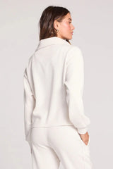 Saltwater Luxe Saltwater Luxe Women's Half Zip Seam Pullover - Ecru Ecru XS Womens Pull Over Hoodies