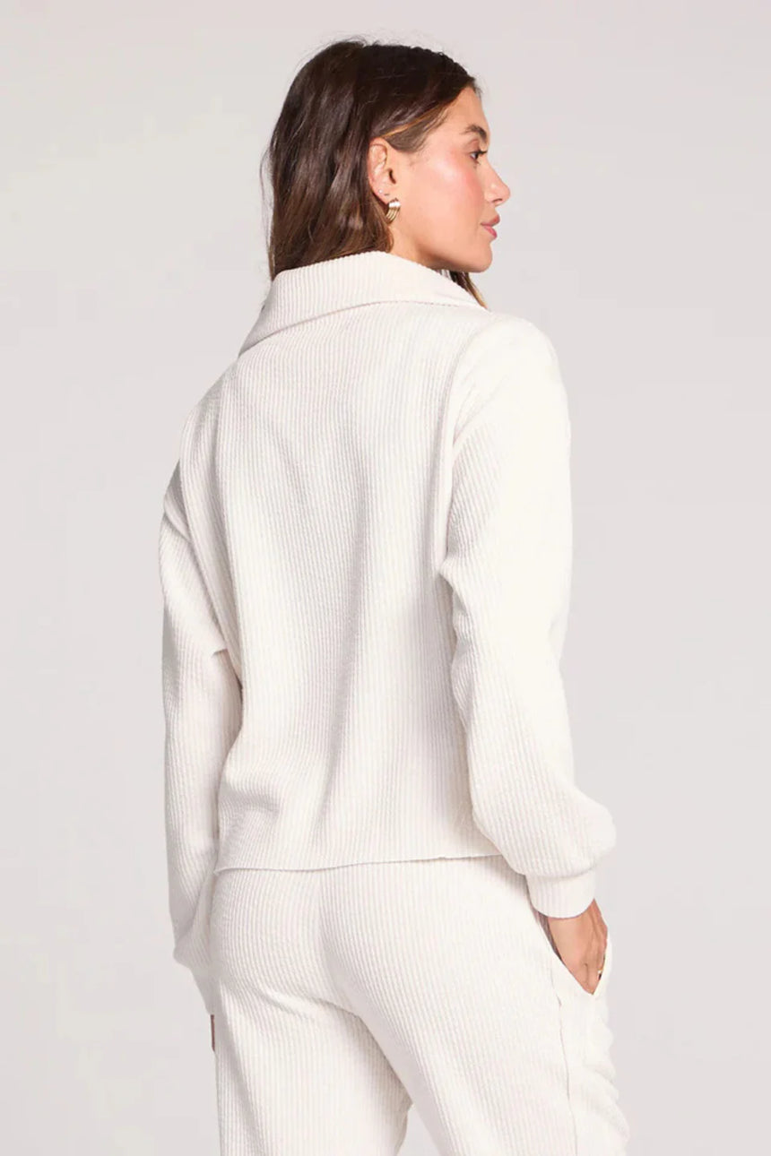 Saltwater Luxe Saltwater Luxe Women's Half Zip Seam Pullover - Ecru Ecru XS Womens Pull Over Hoodies