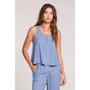 Saltwater Luxe Saltwater Luxe Women's Woven A-Line Tank - Worn Blue Worn Blue S Womens Tank Tops