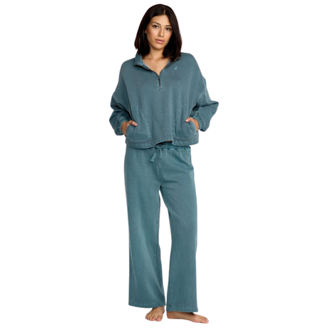 Volcom Volcom Women's Stone Soft Quarter Zip Emerald Green XS Womens Pull Over Hoodies