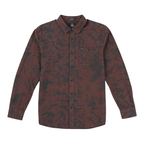 Volcom Volcom Men's Tie Dye Flannel Long Sleeve Mahogany S Mens Flannel Long Sleeve Shirts
