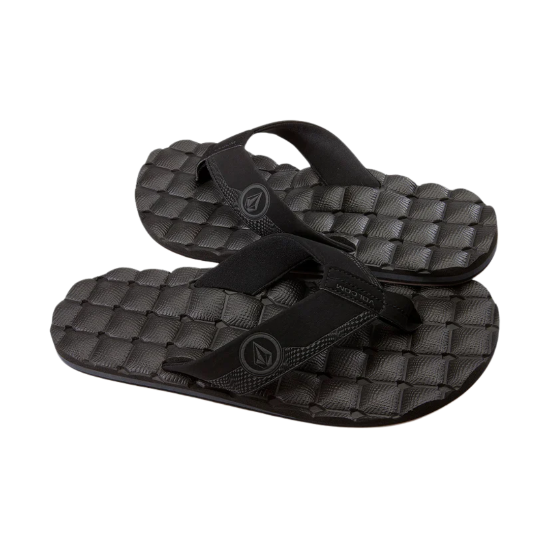 Volcom Men's Recliner Sandals- Black Destructo