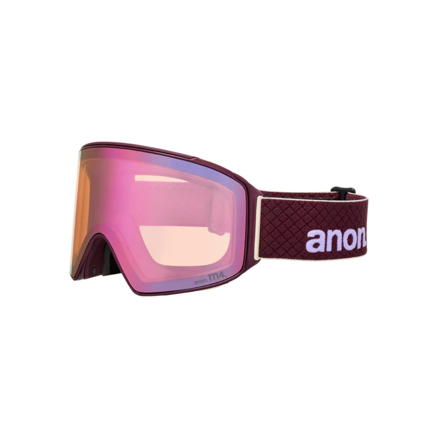 Anon Anon Unisex M4 Goggles (Cylindrical) + Bonus Lens + MFI® Face Mask - Deep Cherry/Perceive Cloudy Pink Deep Cherry/Perceive Cloudy Pink OS Mens Goggles Complete