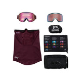 Anon Anon Unisex M4 Goggles (Cylindrical) + Bonus Lens + MFI® Face Mask - Deep Cherry/Perceive Cloudy Pink Deep Cherry/Perceive Cloudy Pink OS Mens Goggles Complete