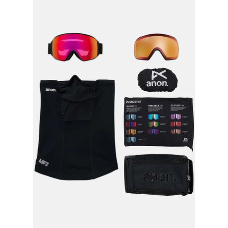 Anon Anon Unisex M4 Goggles (Toric) + Bonus Lens + MFI® Face Mask - Black/Perceive Sunny Red Black/Perceive Sunny Red OS Mens Goggles Complete