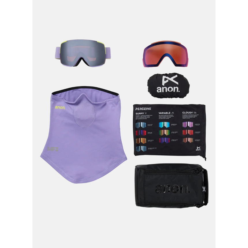 Anon Anon Unisex M5S Goggles + Bonus Lens + MFI® Face Mask - Hyper Lilac/Perceive Sunny Onyx Hyper Lilac/Perceive Sunny Onyx OS Mens Goggles Complete