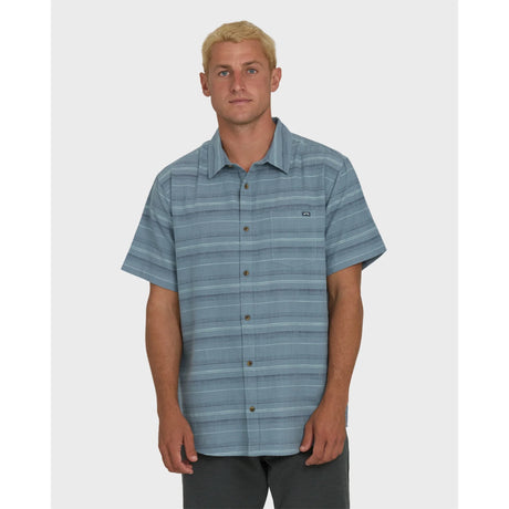 Billabong Billabong Men's All Day Stripe Short Sleeve Shirt - Blue Fog Blue Fog S Mens Button Up Short Sleeve Shirts