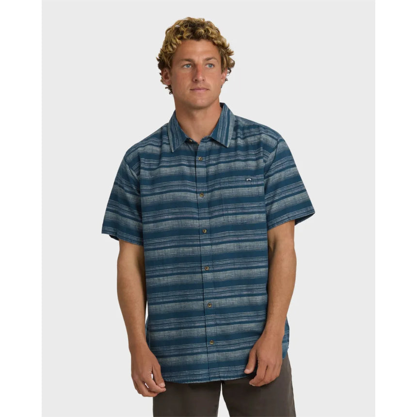 Billabong Billabong Men's All Day Stripe Short Sleeve Shirt - Dark Denim Dark Denim L Mens Button Up Short Sleeve Shirts