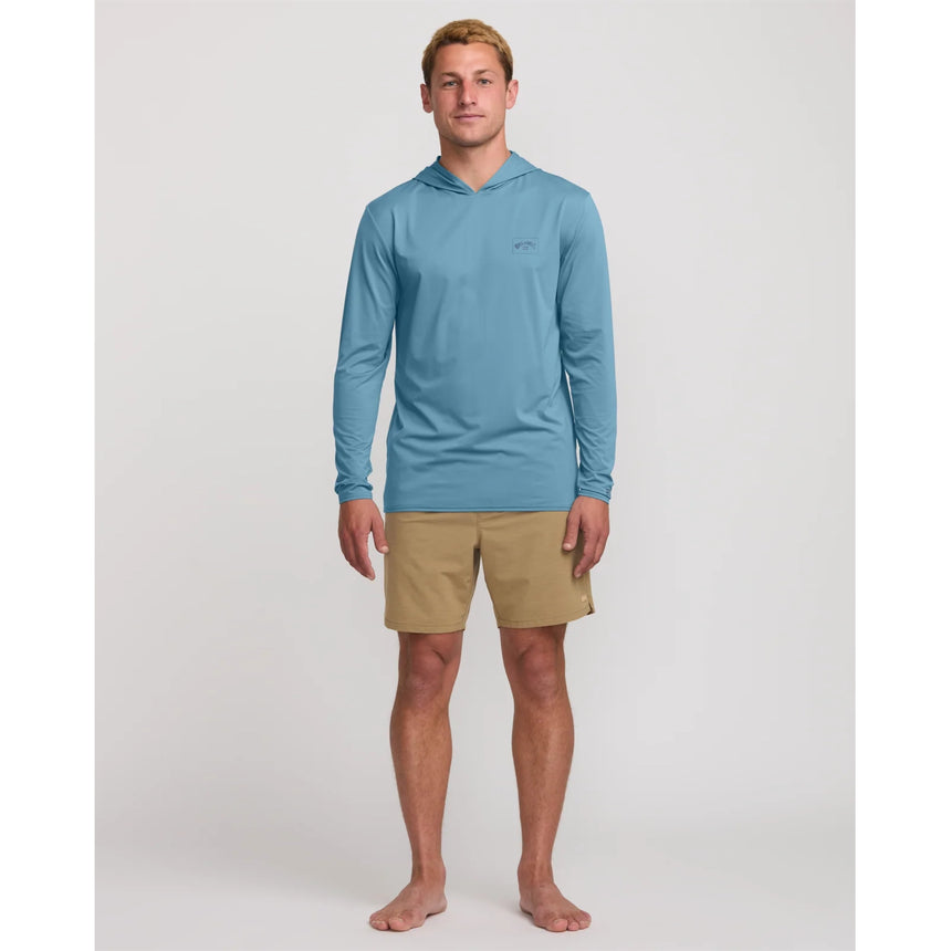 Billabong Billabong Men's Arch Mesh UPF 50 Long Sleeve Hooded Surf Tee - Baby Blue Baby Blue S Mens Full Zip Hoodies