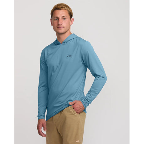 Billabong Billabong Men's Arch Mesh UPF 50 Long Sleeve Hooded Surf Tee - Baby Blue Baby Blue S Mens Full Zip Hoodies
