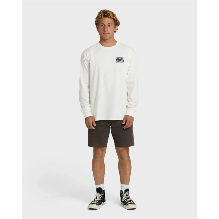 Billabong Billabong Men's Crayon Wave Premium Long Sleeve T-Shirt - Off White Off White S Mens Long Sleeve T-Shirts
