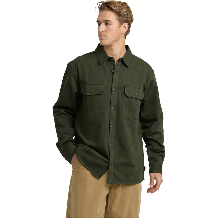 Billabong Billabong Men's Fort Garage Long Sleeve Shirt - Olive Olive S Mens Button Up Long Sleeve Shirts