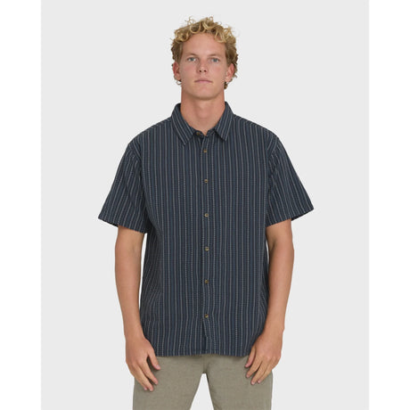 Billabong Billabong Men's Garage Sandon Jacquard Short Sleeve Woven Shirt - True Navy True Navy S Mens Button Up Short Sleeve Shirts